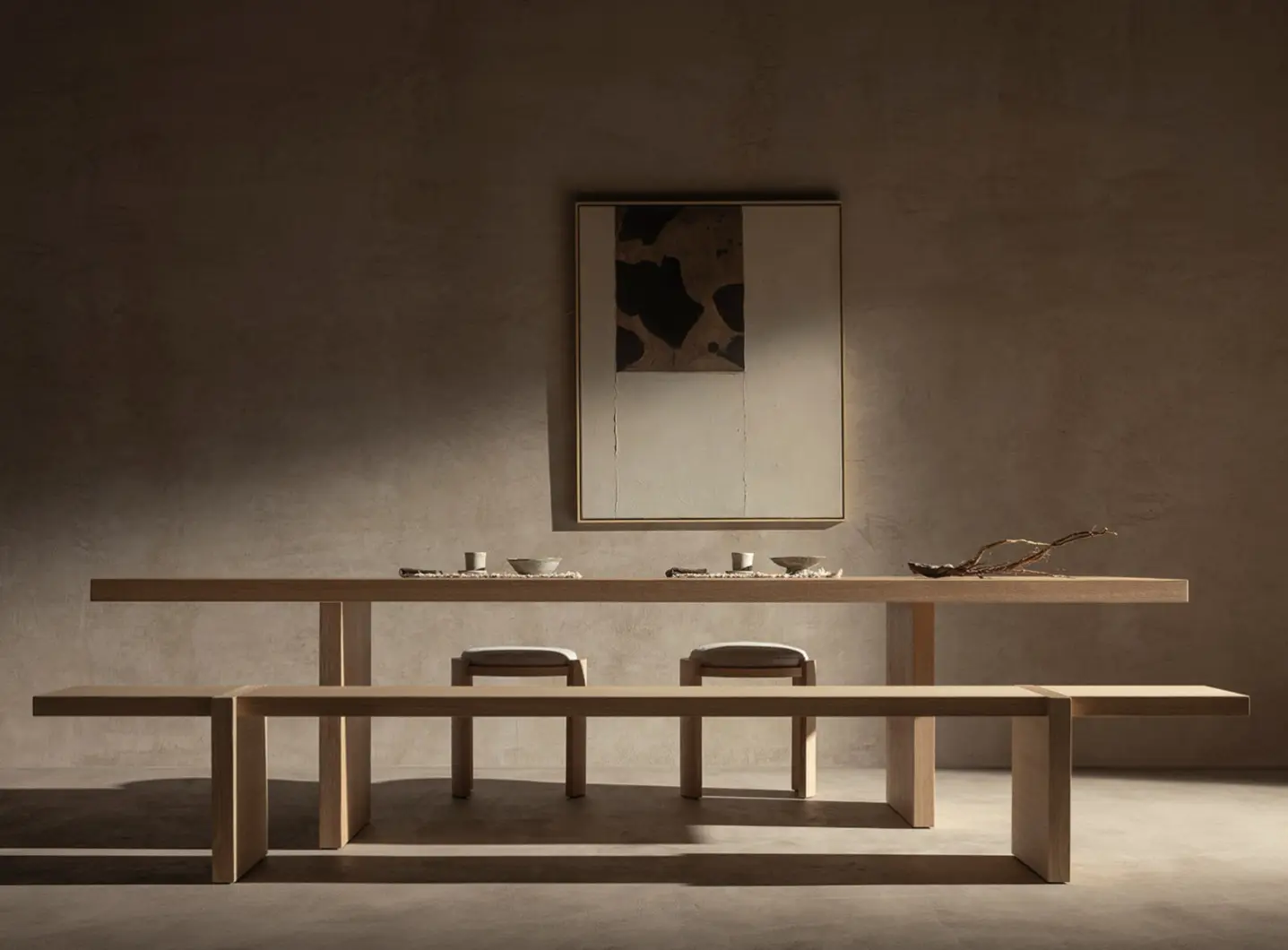 Float table - handcrafted hand-brushed table in natural oak 