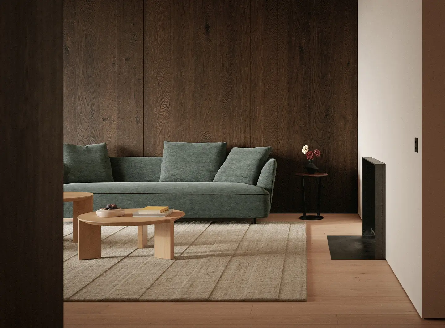 Sofa Oak wood table rug