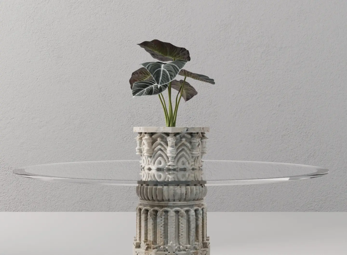 Tavolino JinaShilp disegnato da Karan Desai per Serafini rappresenta un prodotto di design in marmo