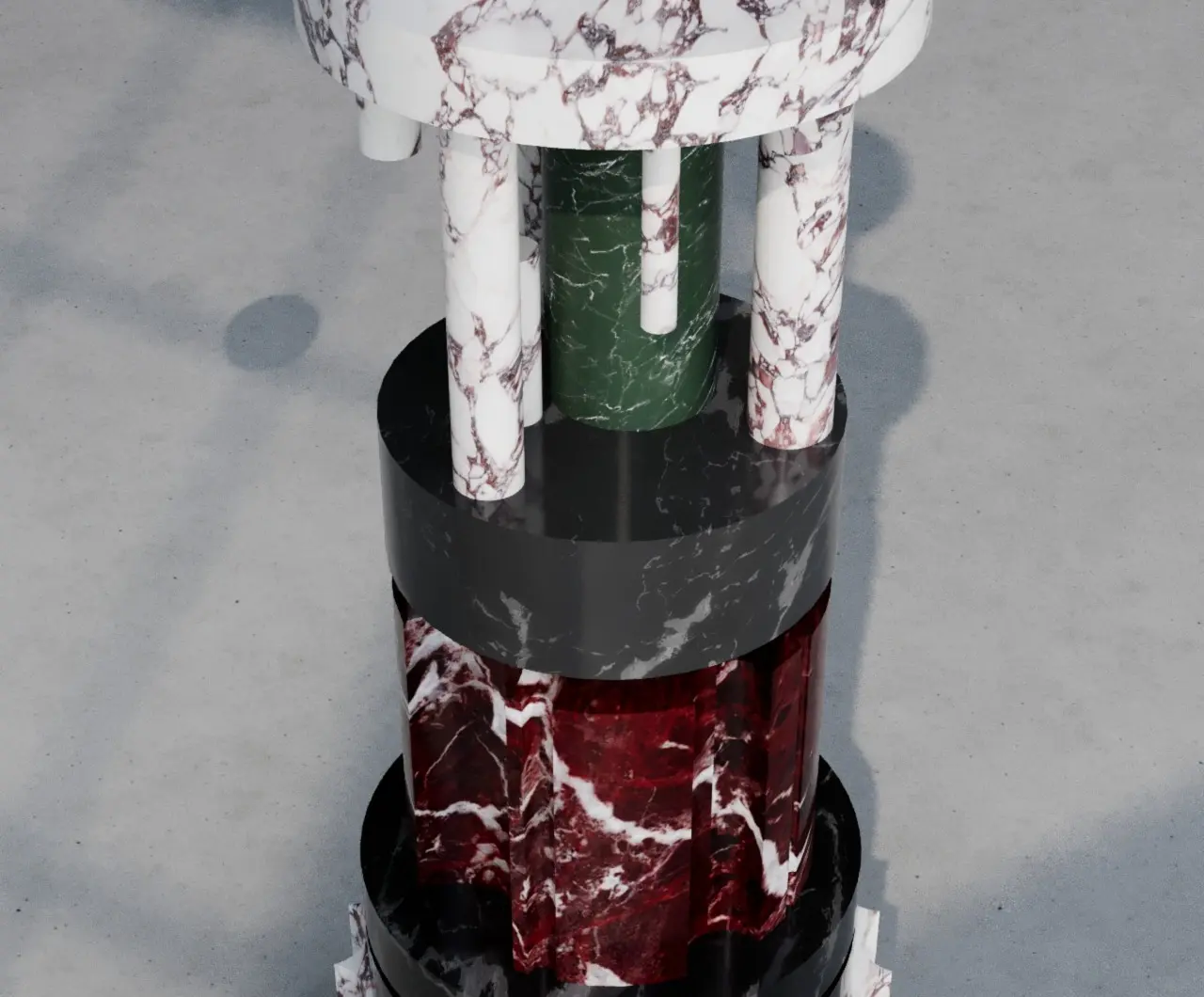 Totem Pillar disegnato da Spinzi per Serafini in marmo