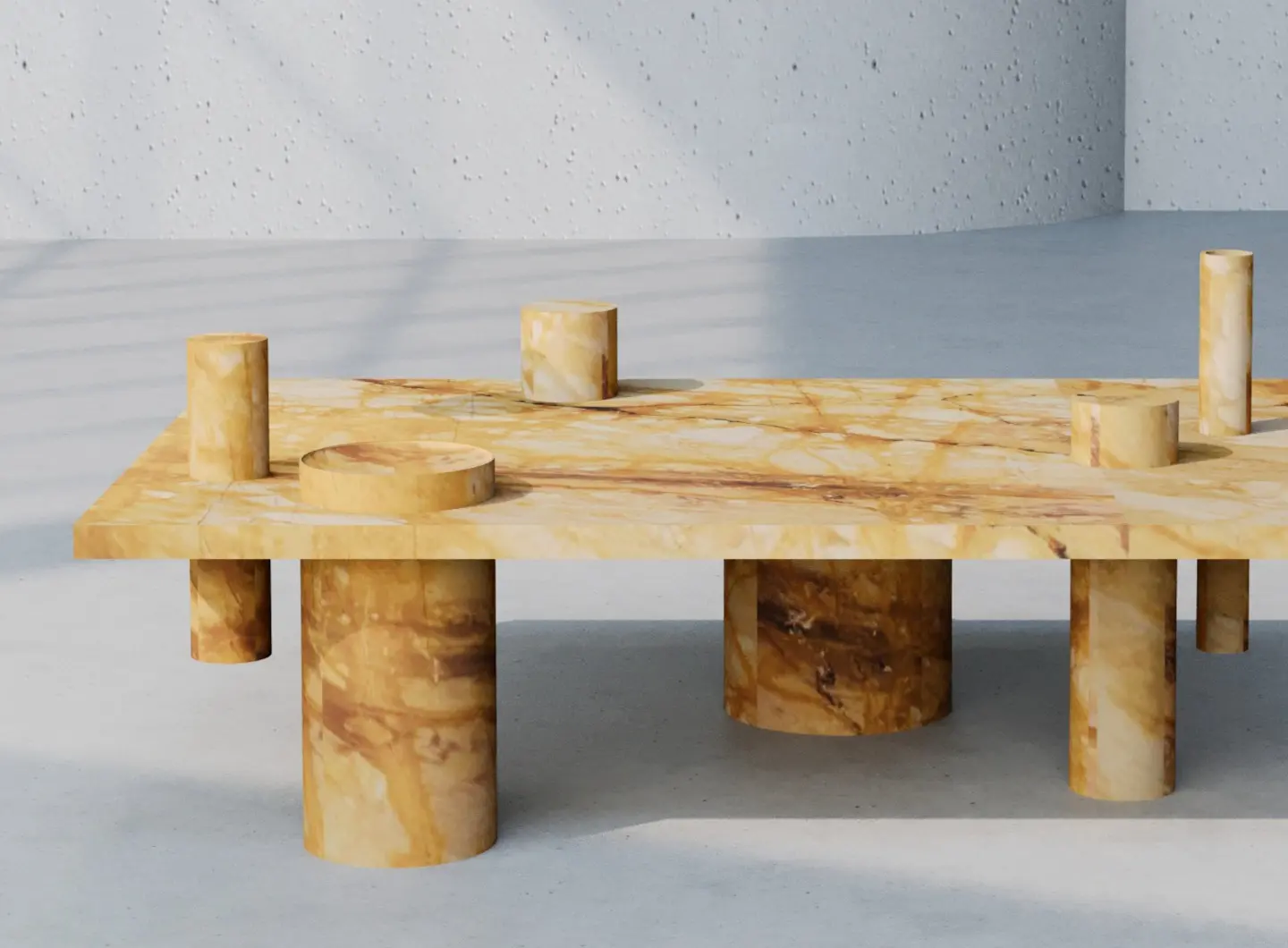 Tavolino Pillar disegnato da Spinzi per Serafini in marmo