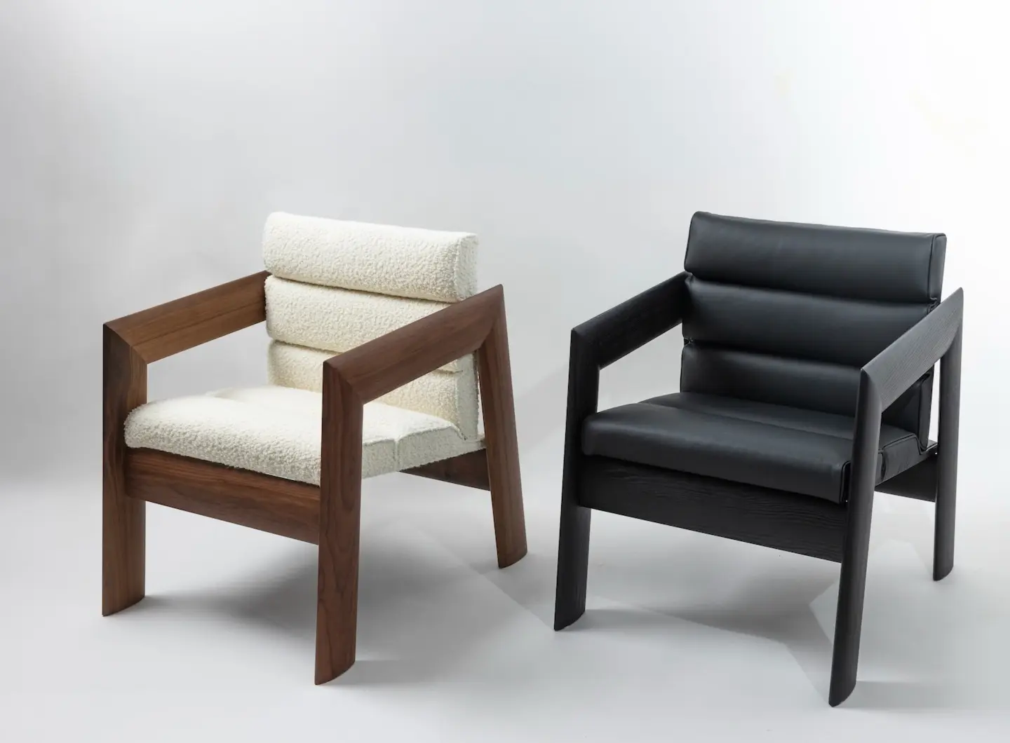 Lounge chair in walnut and blackened ash