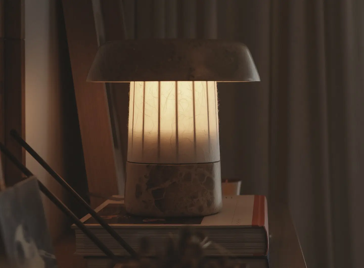 Marble and Japanese Paper Lamp