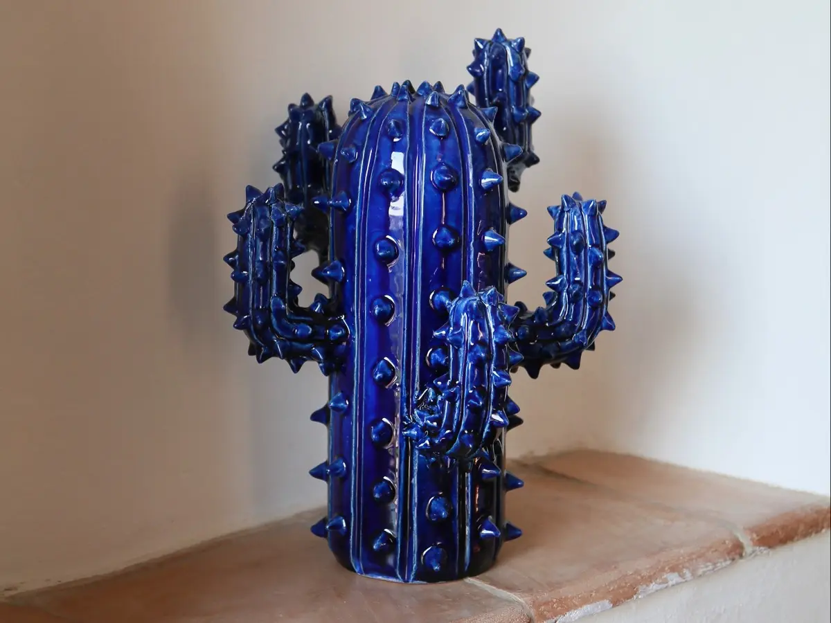 Blue majolica cactus