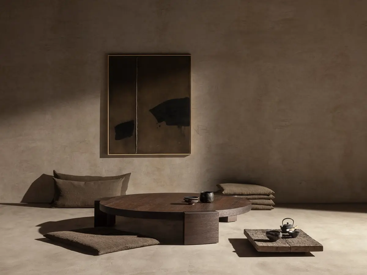 Hiku tea - handcrafted hand-brushed tea table in smoked oak 