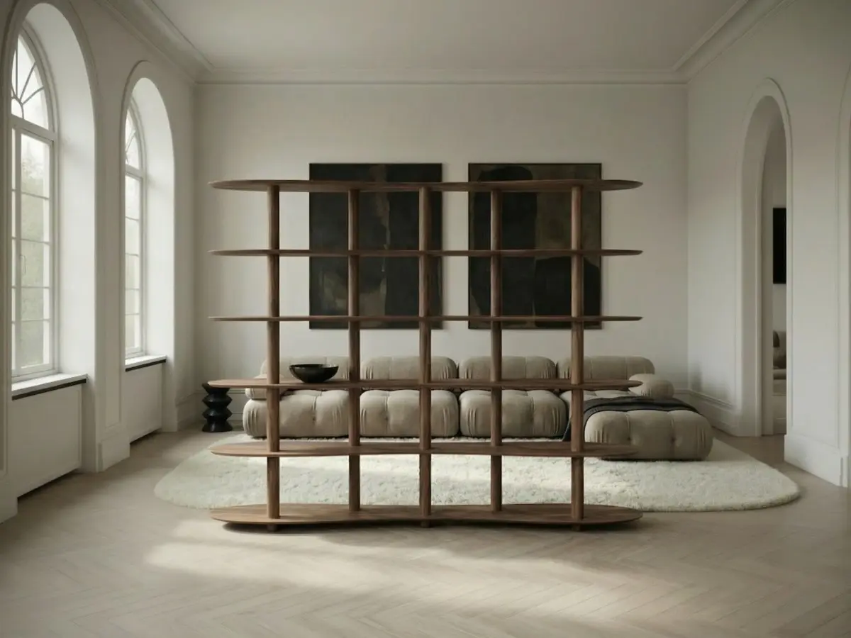 Walnut shelf in living room