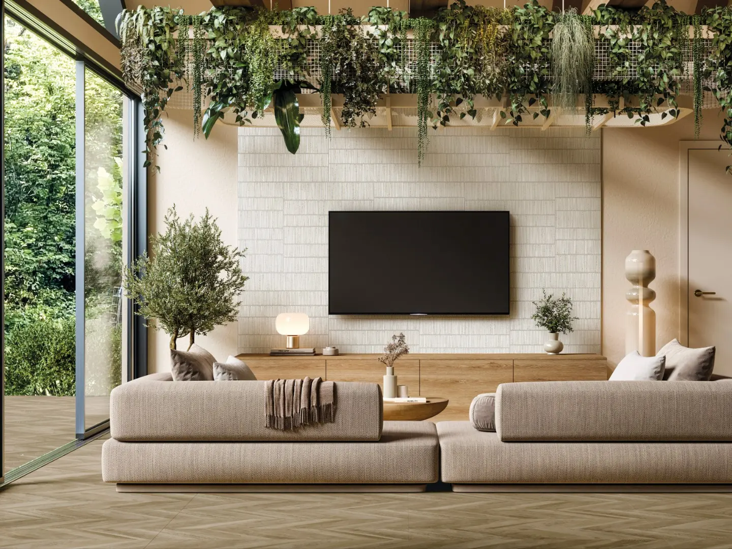 Chevron Oak Natural 50x100