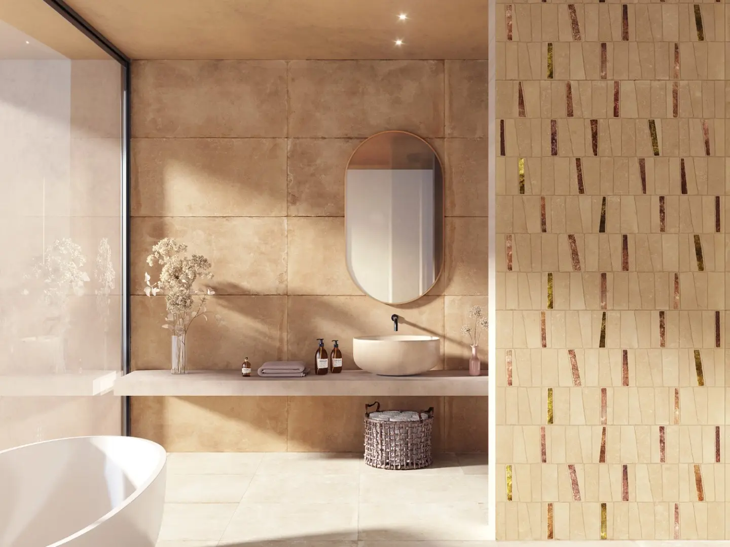 Zest Siena Trapeze Natural 50x100 | Zest White Natural 60x60