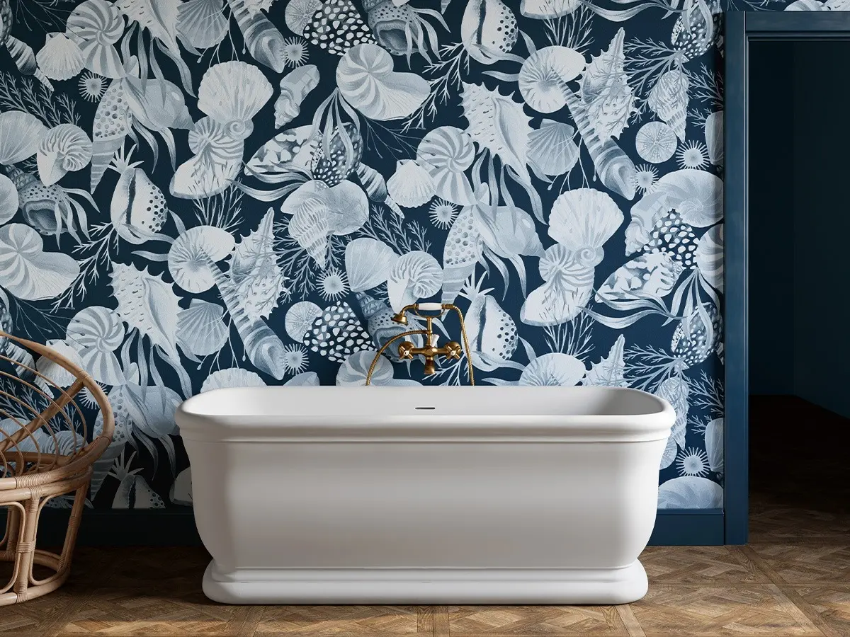 Coquillage Blue wallpaper - Hollywood bathtub 
