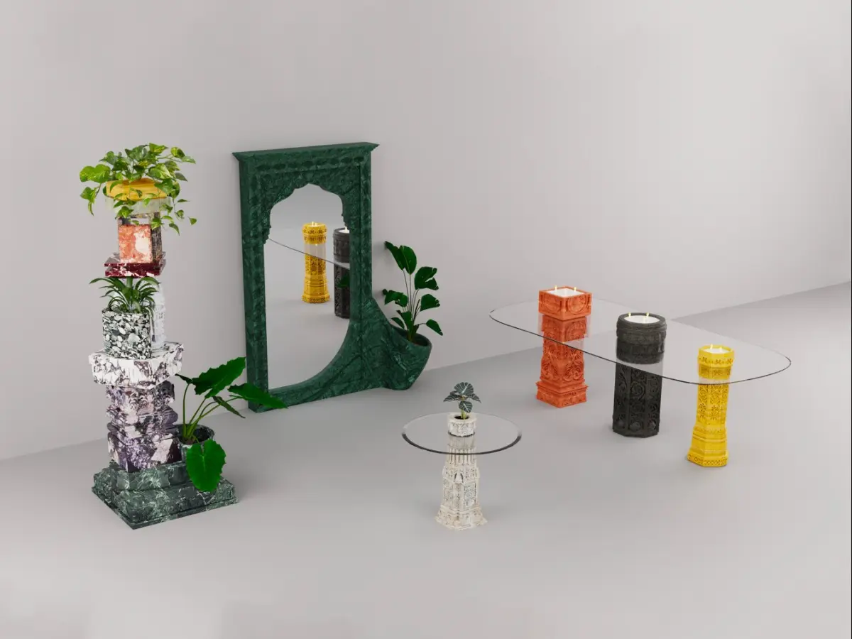 Collezione JinaShilp disegnata da Karan Desai per Serafini rappresenta un prodotto di design in marmo