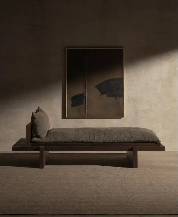 Yoishu daybed - handcrafted in hand-brushed smoked oak 