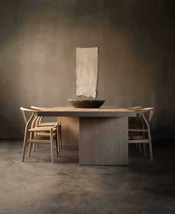 Float table - handcrafted hand-brushed table in natural oak 