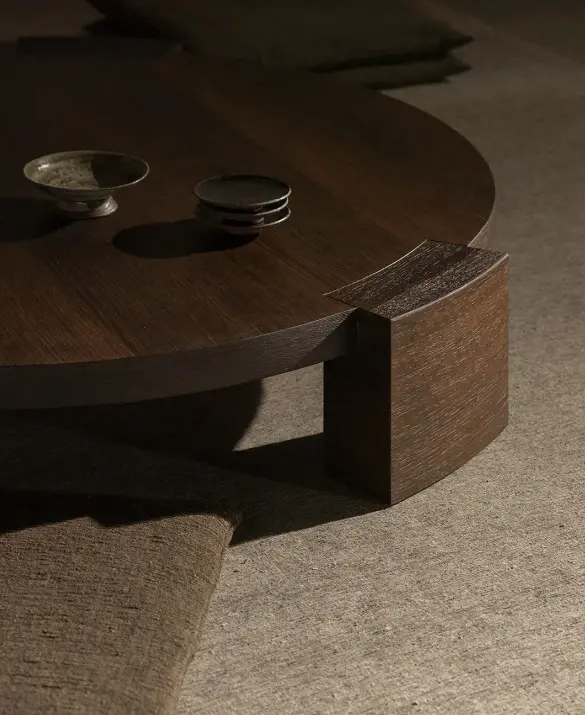 Hiku tea - handcrafted hand-brushed tea table in smoked oak 