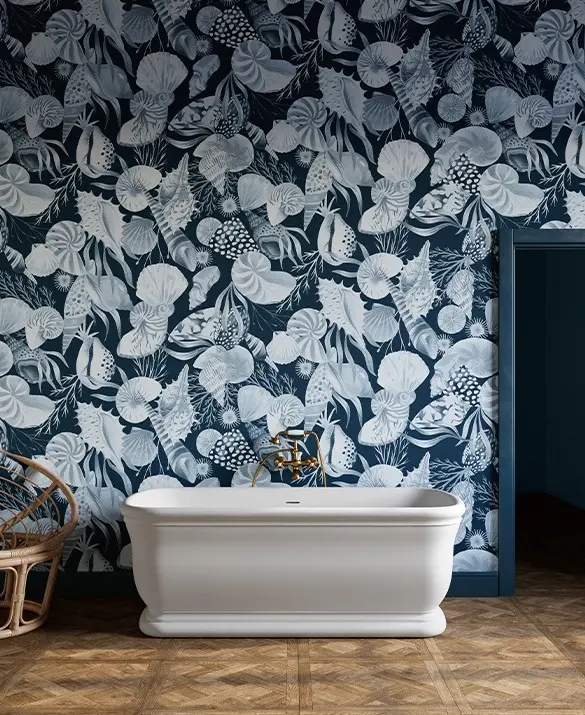 Coquillage Blue wallpaper - Hollywood bathtub 