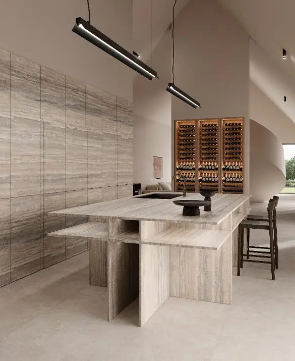 Trvertino Trilogy - Natural stone effect with through-body veining