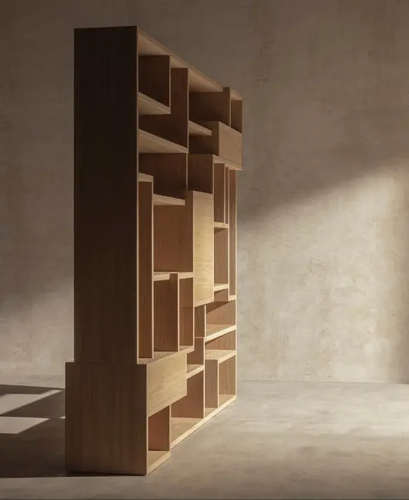 Labyrinth screen - handcrafted in handbrushed natural oak 