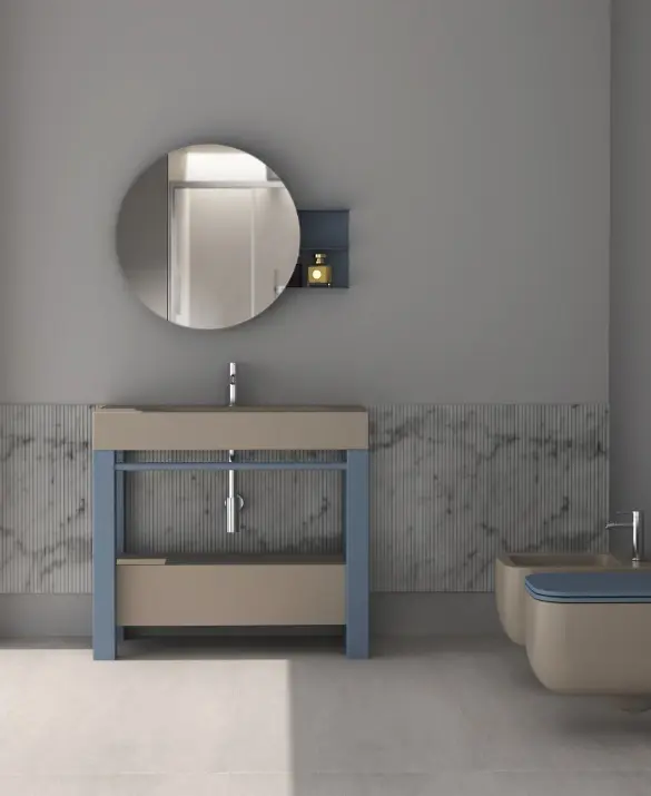 Mobile Massimo struttura in metallo in 6 colori RAL più lavabo massimo da 100 cm in 12 colori ceramici