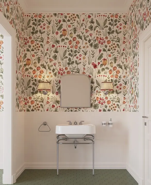 Herbarium Light wallpaper - Single Memphis console 