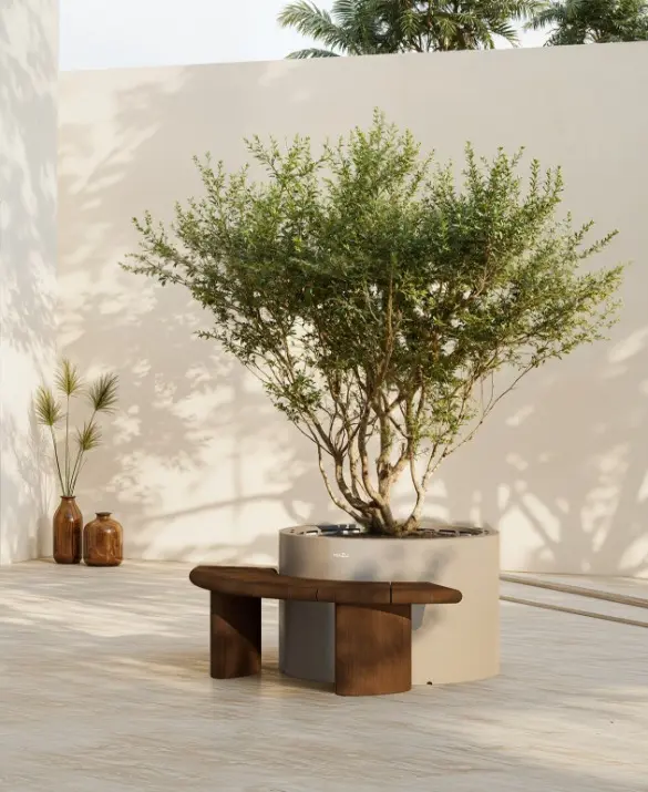 Fioriere architettoniche di alta gamma abbinate a un design di sedute distintivo