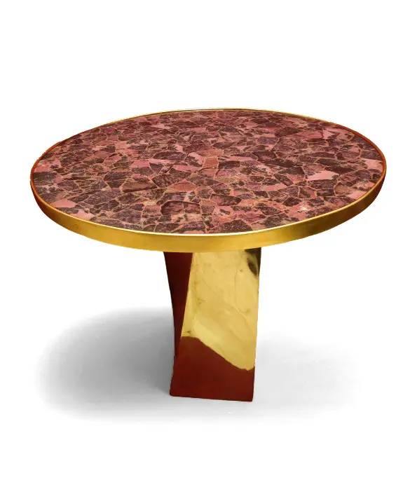 Tavolo a torcio con piano in rodonite