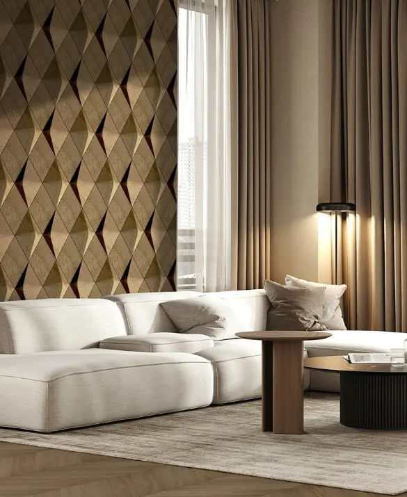 Classy interior with wood wall panels