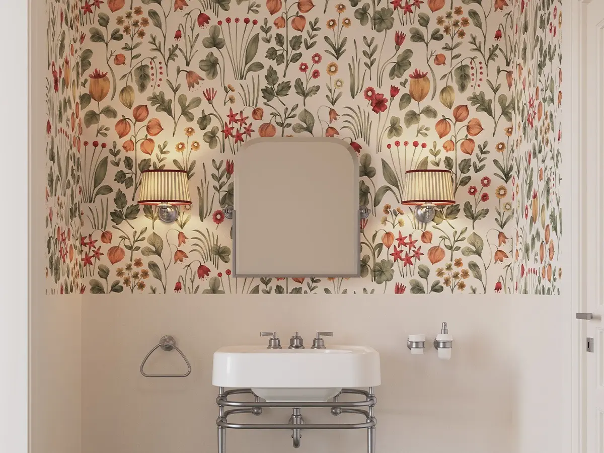 Herbarium Light wallpaper - Single Memphis console 