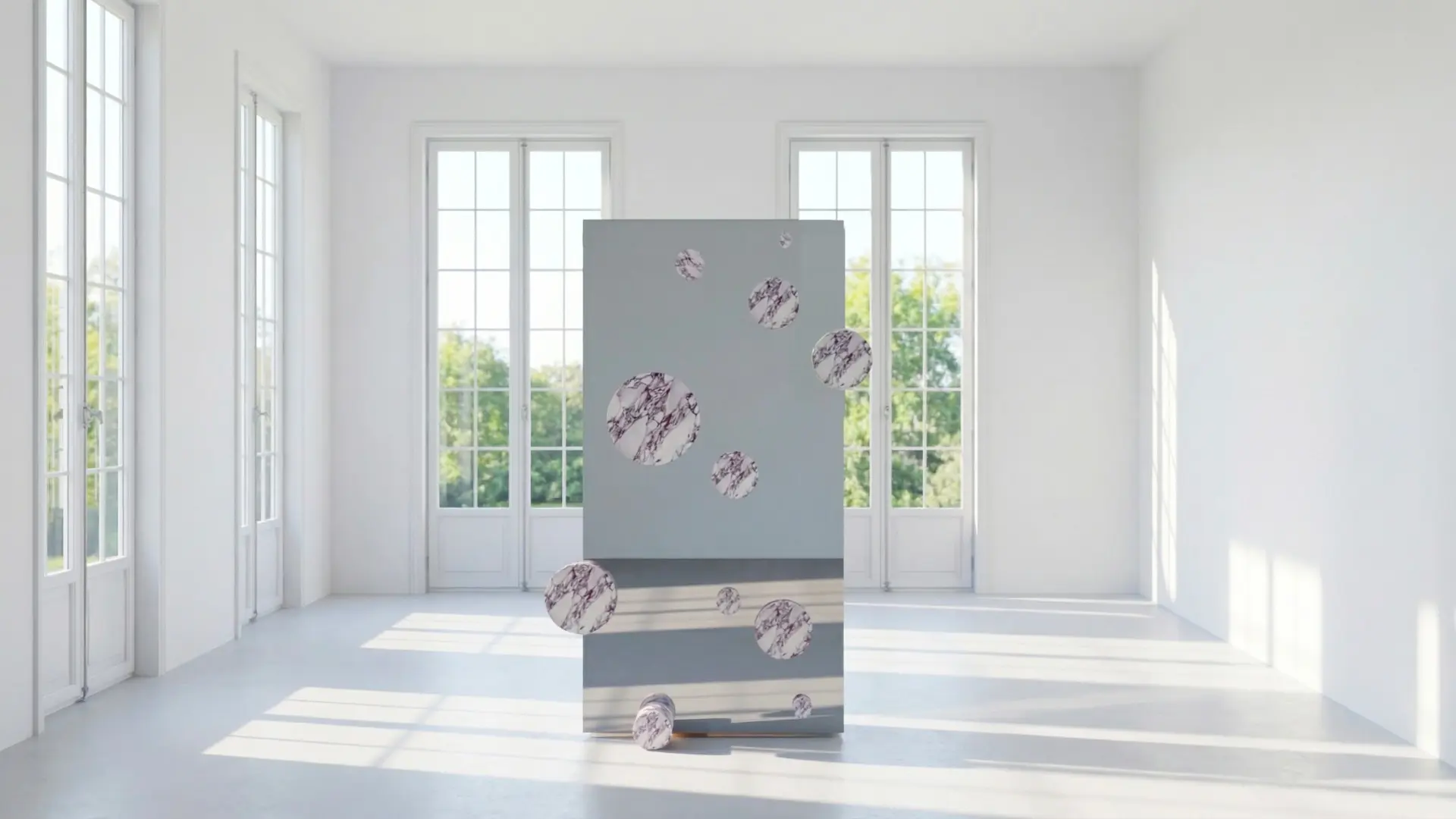 Specchio Pillar disegnato da Spinzi per Serafini in marmo