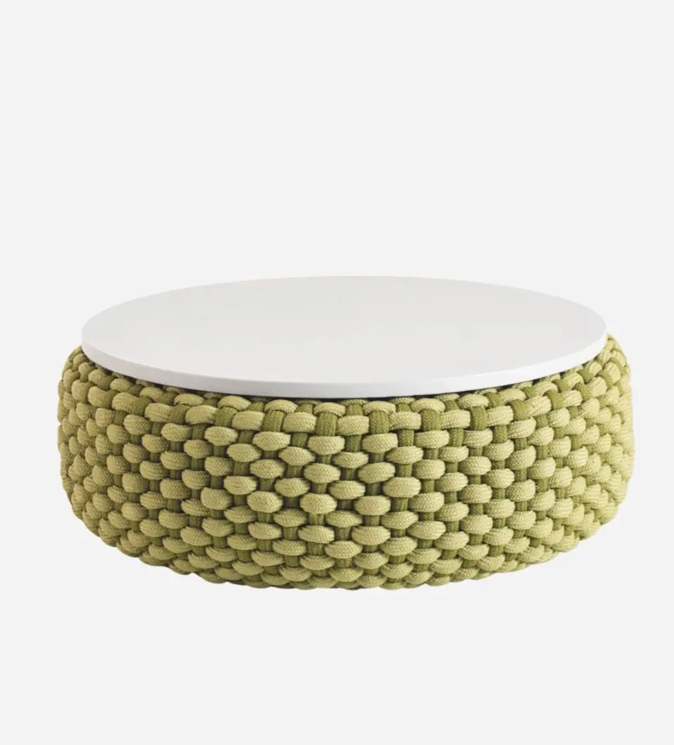 SIde table with Fine Grass rope base and Lava Stone Oliva top