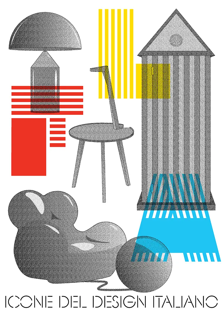 Manifesti Mostra Federlegnoarredo “La Filiera delle Meraviglie”, Opere grafiche realizzate da Mauro Bubbico. Courtesy FederlegnoArredo