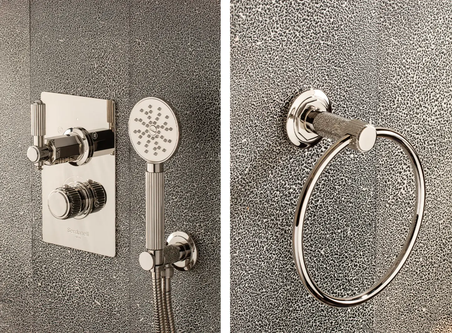Shower thermostatic mixer + handshower / Wall-mounted towel ring
