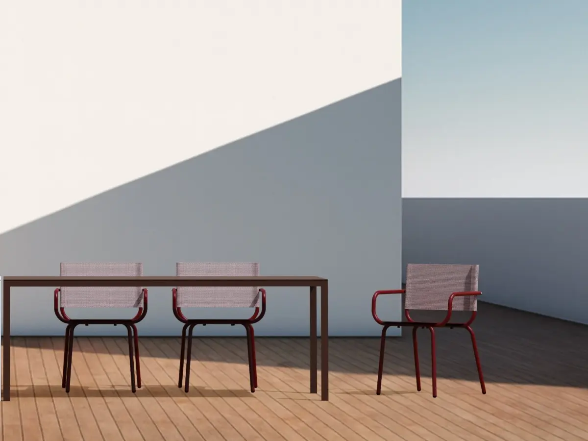 SPI- sedia impilabile con braccioli in alluminio