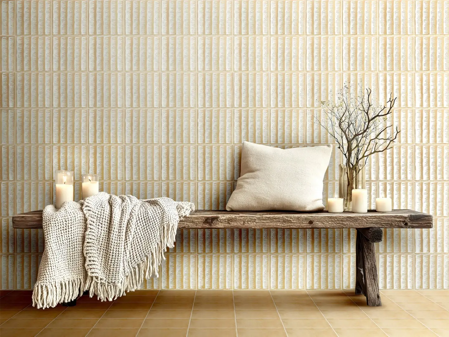 Collezione Midollino - Bianco su Cotto a Mano