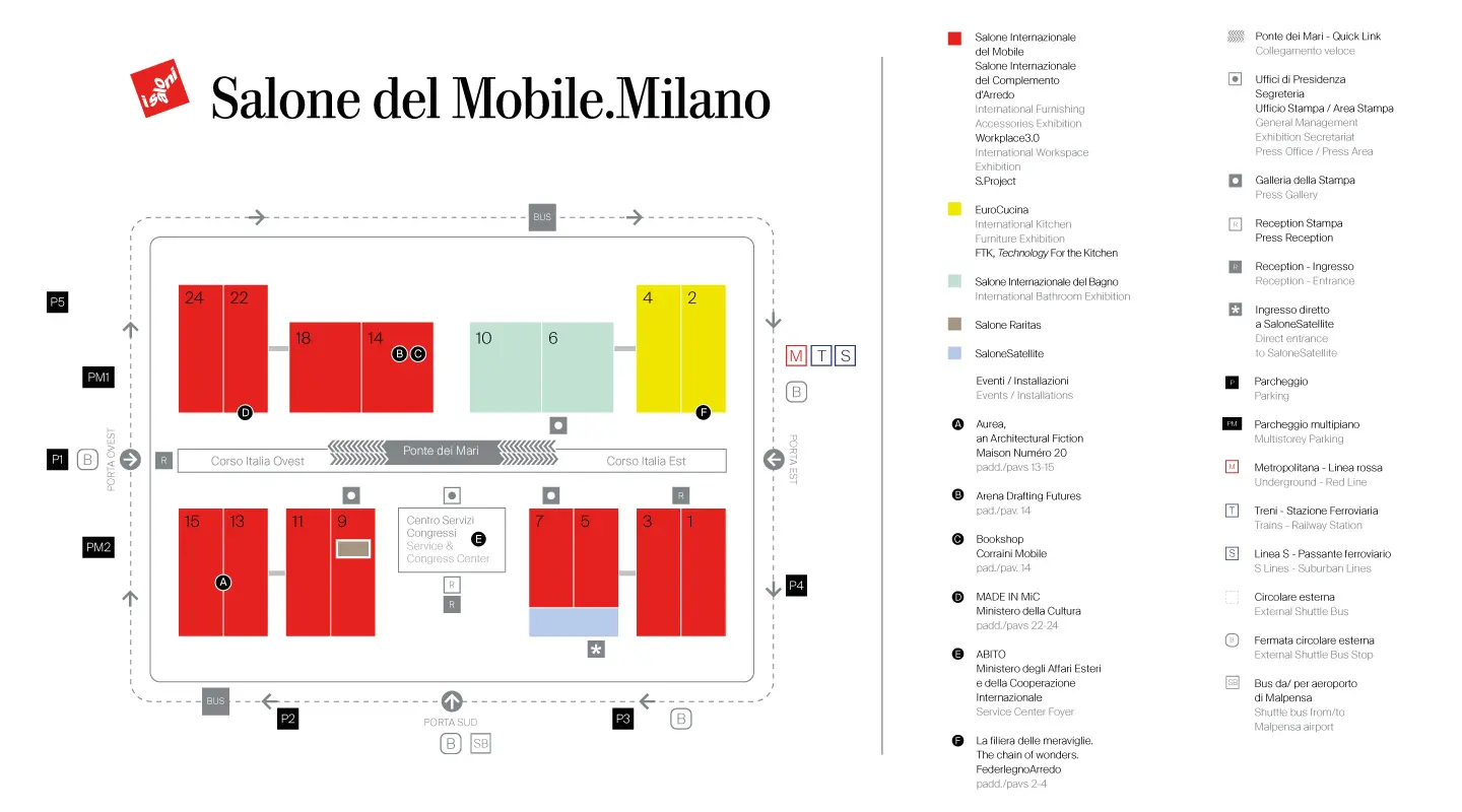 Pianta dei padiglioni del Salone del Mobile.Milano 2026