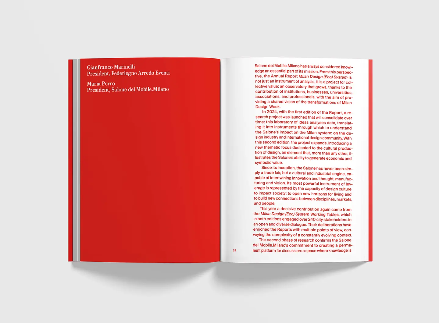 “Milan Design (Eco) System” Annual Report 2025 – Salone del Mobile.Milano, produced in collaboration with the School of Design at the Politecnico di Milano and winner of the ADI Compasso d’Oro award