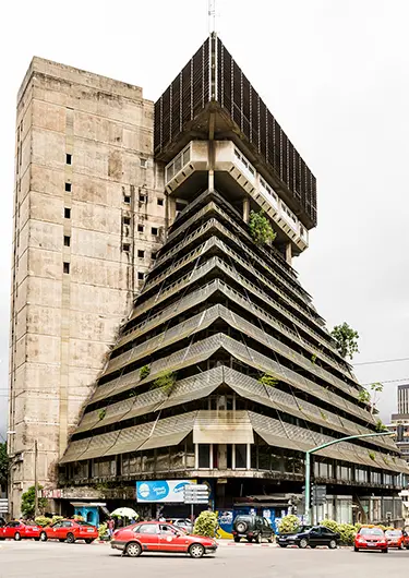 La Pyramide, Abidjan, Côte d’Ivoire. 1968–⁠73. Rinaldo Olivieri (1931–⁠1998). 2025. Photograph: François-Xavier Gbré