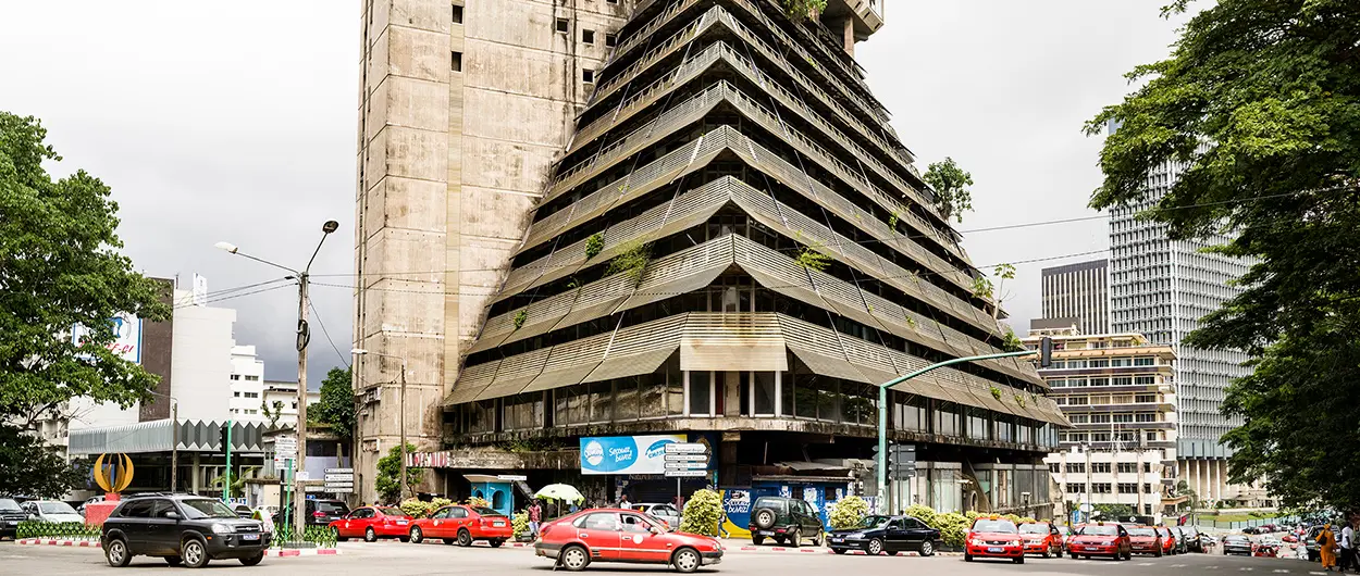 La Pyramide, Abidjan, Côte d’Ivoire. 1968–⁠73. Rinaldo Olivieri (1931–⁠1998). 2025. Photograph: François-Xavier Gbré