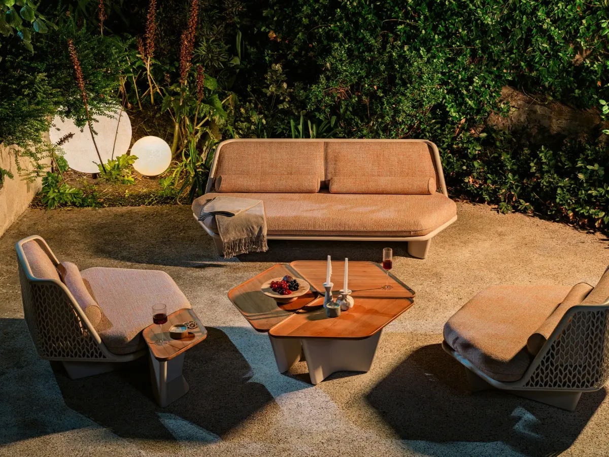 Leaf, Autoban’s first collection for YAAZ, combines distinctive hexagonal geometry with soft, rounded lines to create a contemporary approach to resort living.