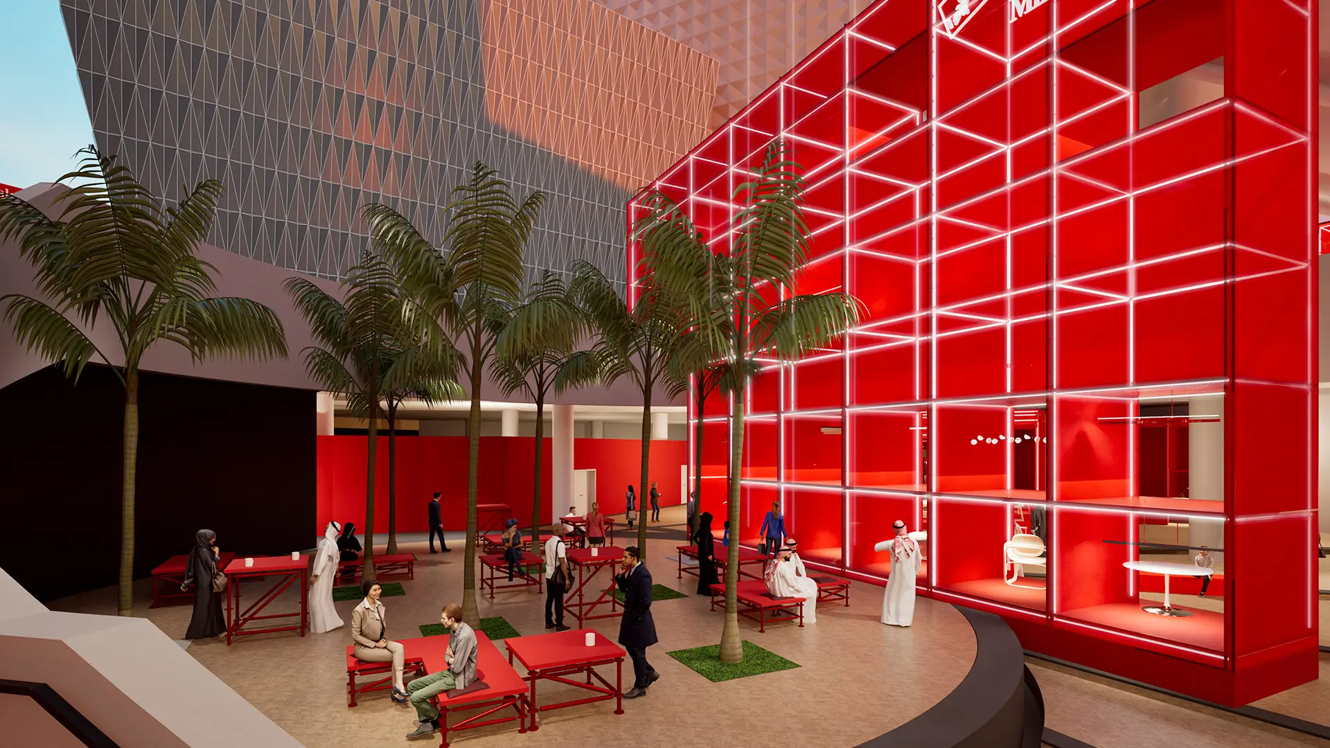 render dell'installazione di Studio Gio Forma per Salone del mobile a Riyad