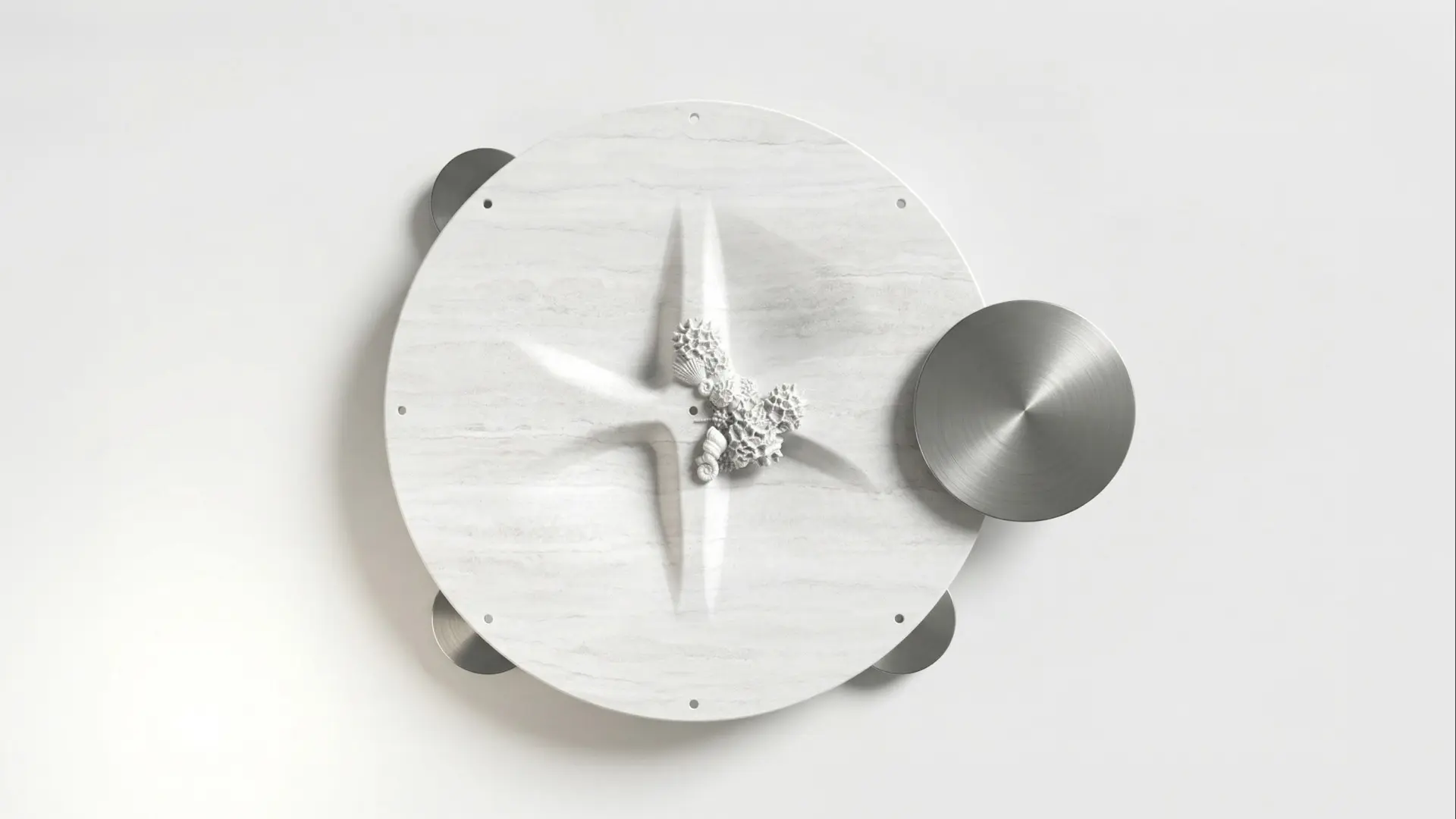 Coffee table in Travertino Bianco e acciaio satinato